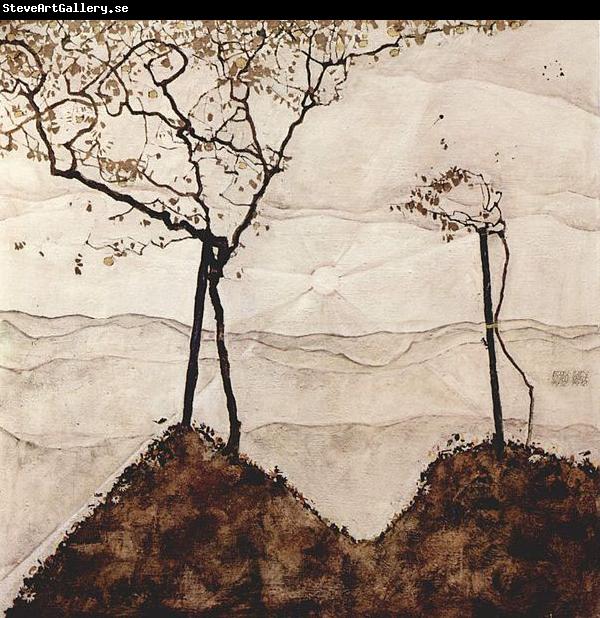 Egon Schiele Herbstsonne und Baume